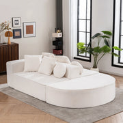 Divano modulare convertibile in ciniglia con struttura in schiuma, senza montaggio, bianco 263 × 171 × 66 cm