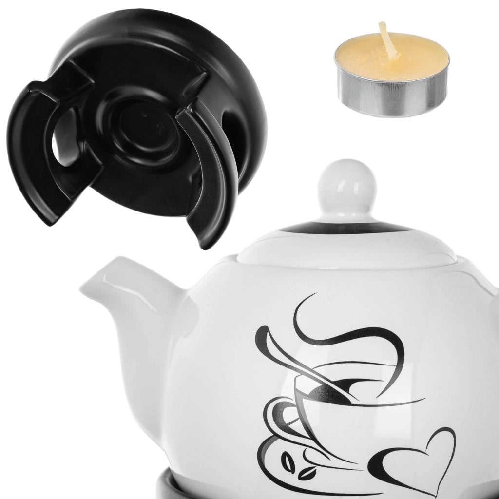 Teiera KADAX con scaldavivande, 1 litro, in ceramica, ideale come regalo.