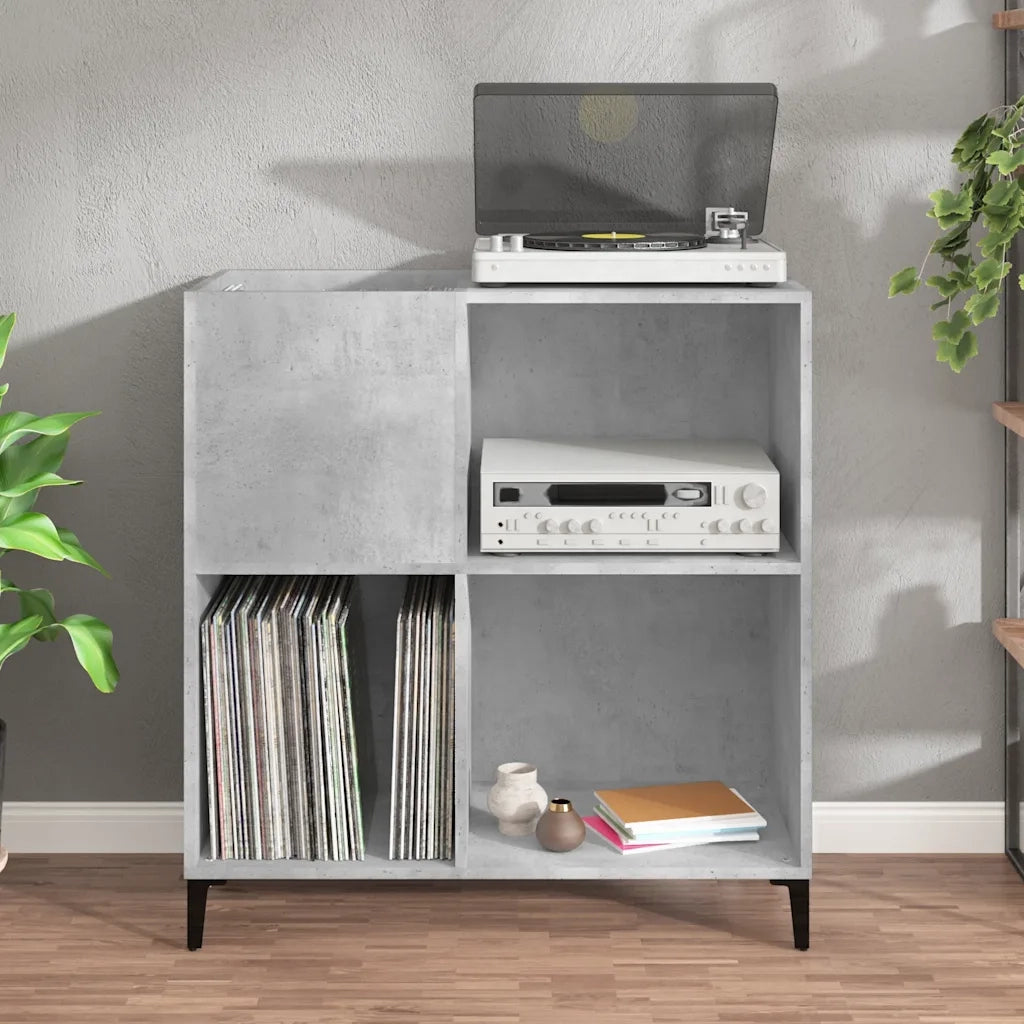 Mobile Porta Dischi Grigio Cemento 84,5x38x89 Legno Multistrato 832001