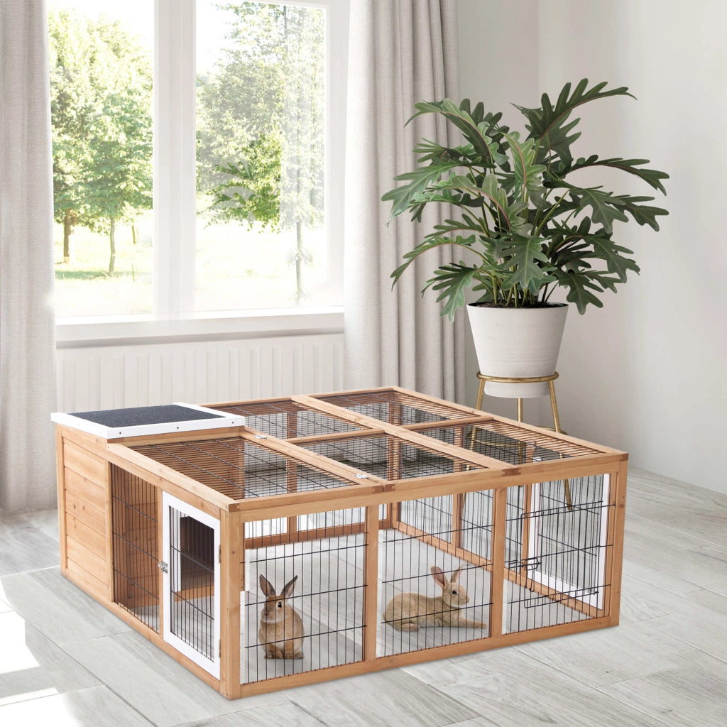 Recinto per Animali Domestici con Tetto Apriporta ¨C Minimal ¨C Marrone 123x120x52 cm