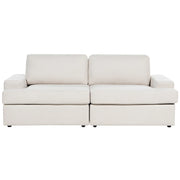 Divano Beige Tessuto Imbottito 3 Posti Schienale Imbottito Spesso Divano Soggiorno Classico