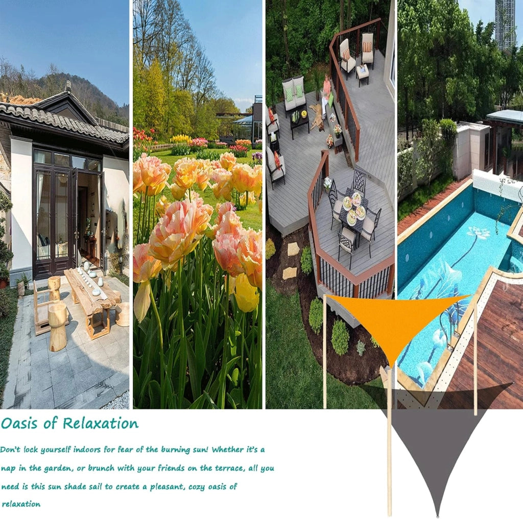 Tenda parasole a vela impermeabile per esterni, per patio, giardino, cortile, piscina, garage coperto, protezione UV, tessuto durevole