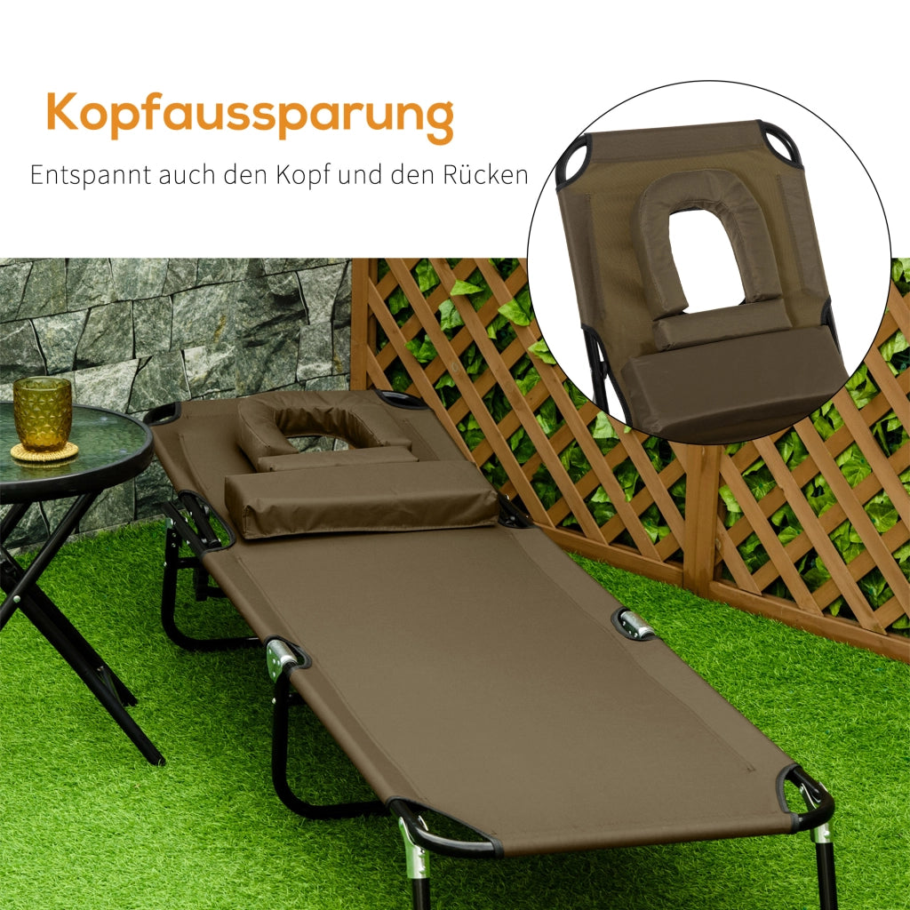 Lettino da giardino pieghevole con cuscino ¨C zephmum ¨C 4 posizioni regolabili, marrone