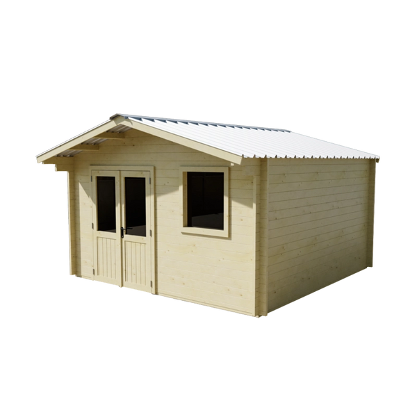 Casetta da giardino in legno abete 400x400 cm – Spessore pareti 42 mm – Tetto acciaio zincato – Porta vetrata – NAX4040 Foresta