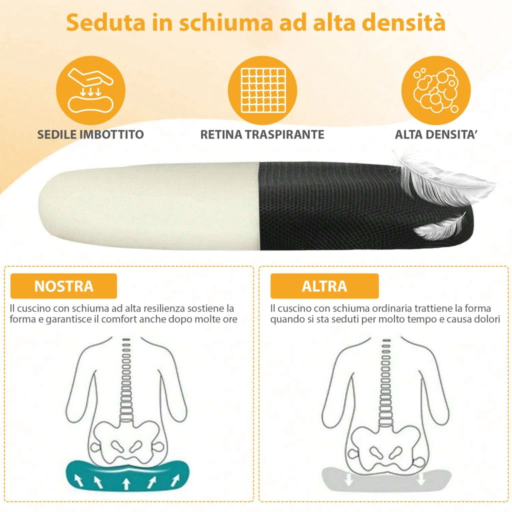 Sedia Da Ufficio Con Supporto Lombare, Poltrona Scrivania Ergonomica Braccioli Regolabili Altezza Regolabile Schienale in Rete Traspirante,Oscillante con Ruote Girevoli Con Poggiatesta
