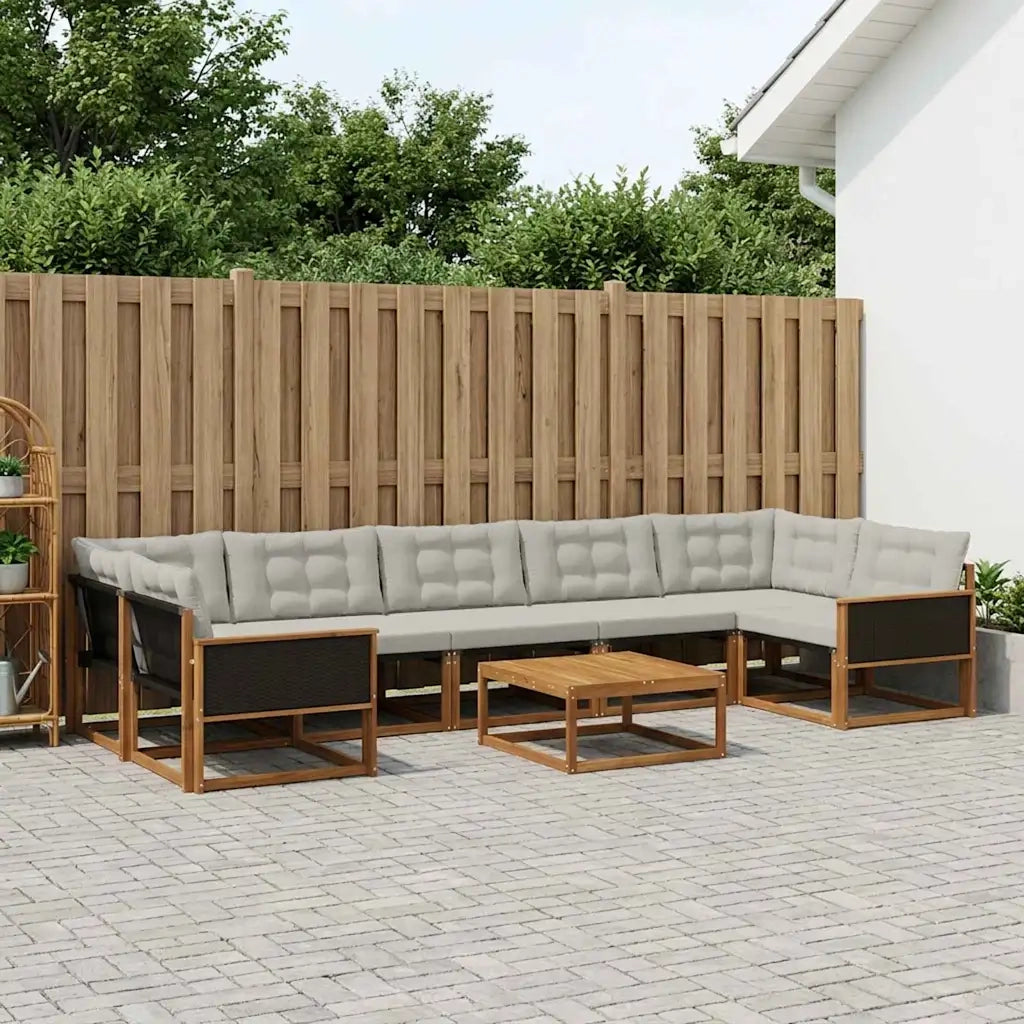 Set di divani da esterno 8 pcs Naturale e Grigio Chiaro 3381303