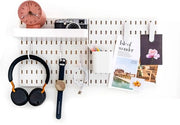 Organizzatore di parete Home e Office 56 * 56cm Nero Set completo (4 pannelli da 28 * 28cm) e accessori (Nero) (Bianco, Set di 2 pannelli)