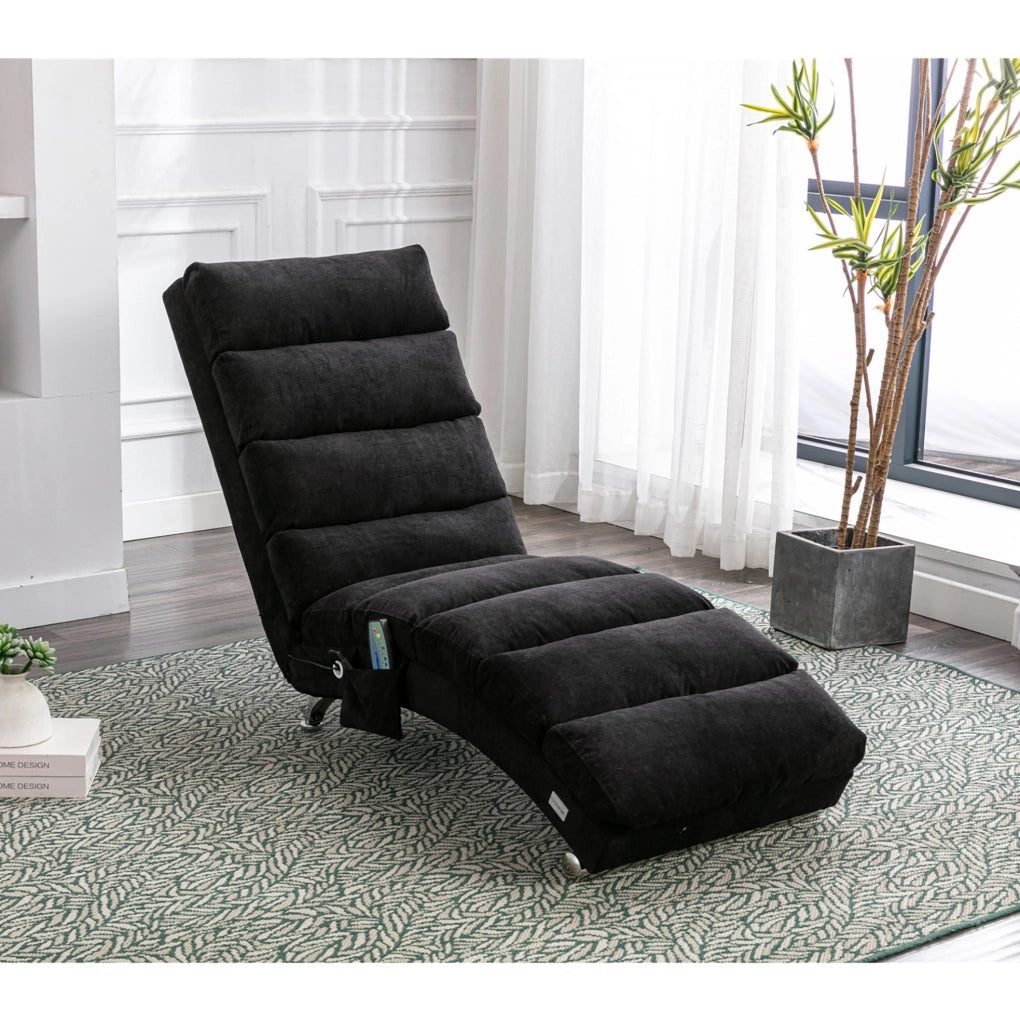 POLTRONA massaggiante 55x148x84 cm Lino nero con tasca laterale