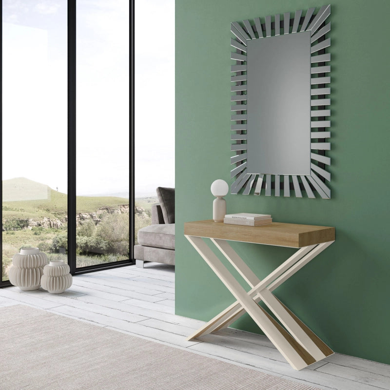 Consolle allungabile 90x40/196 cm Diago Small telaio Bianco - Quercia Natura