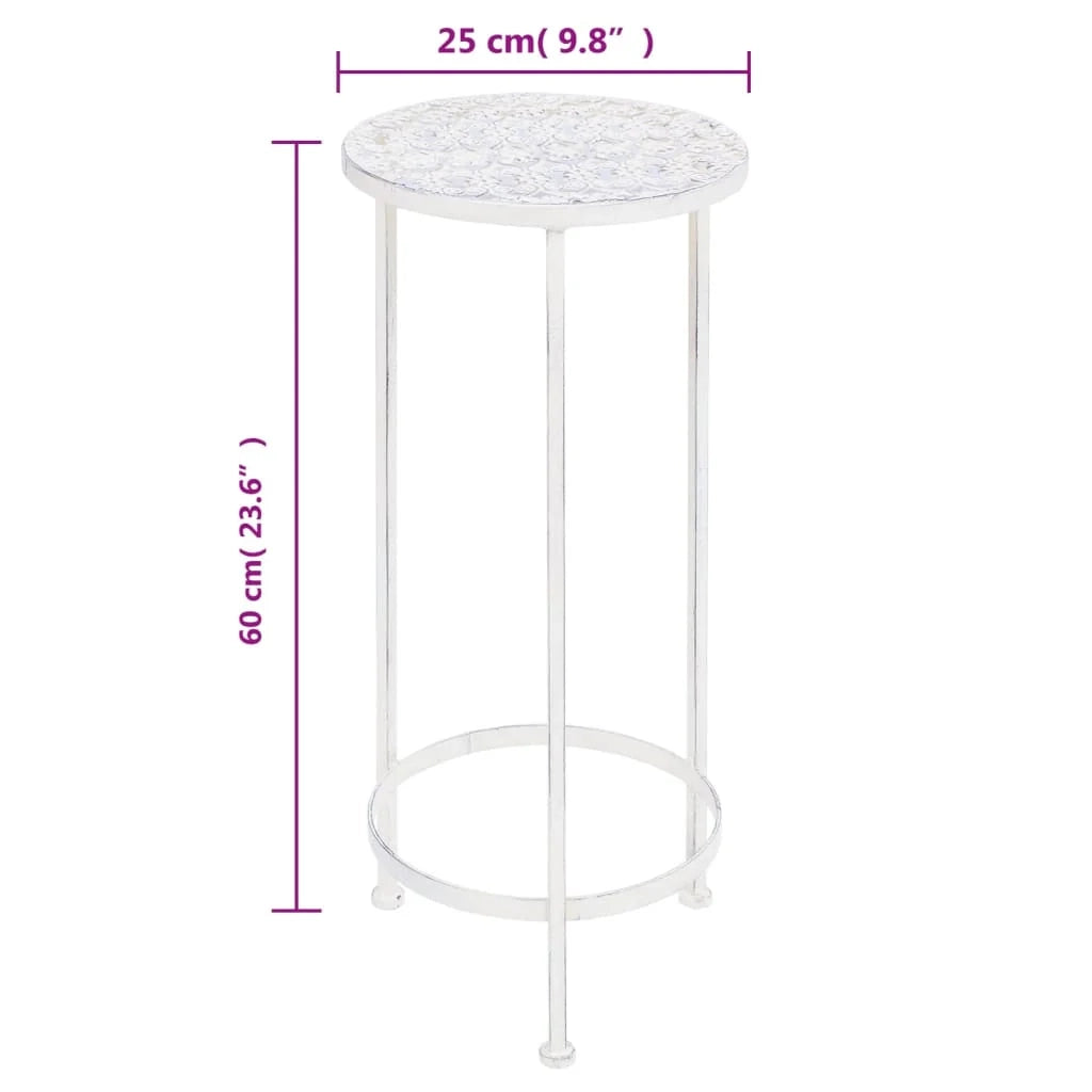 Portavasi da 3 pezzi stile vintage metallo anticato bianco 02_0045024