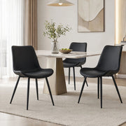SEDIA Da pranzo Set da 4 pezzi 75,5x59x50,5 cm Nero in PU e metallo