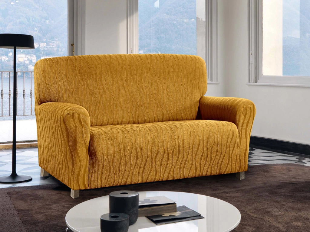 Copridivano Sofà Poltrona Elasticizzato Protezione Macchie Modello Wonderful - 3 Posti - Ocra
