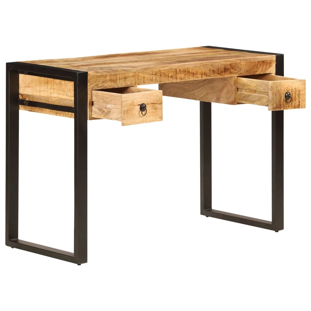 Scrivania con 2 Cassetti-Scrivanie per ufficio e studio 110x50x77 cm Legno Massello di Mango