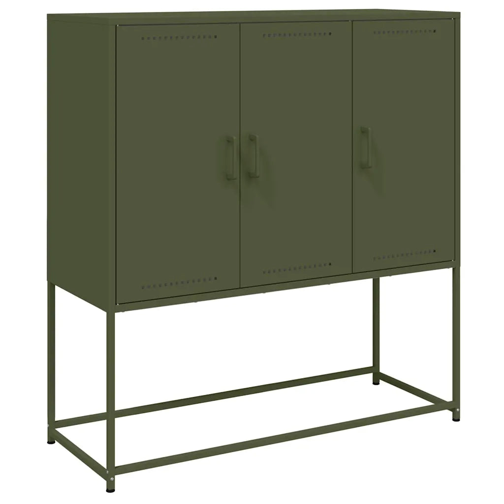 Credenza | Madia | Buffet da pranzo | Armadio da pranzo Verde Oliva 100,5x39x107 cm in Acciaio
