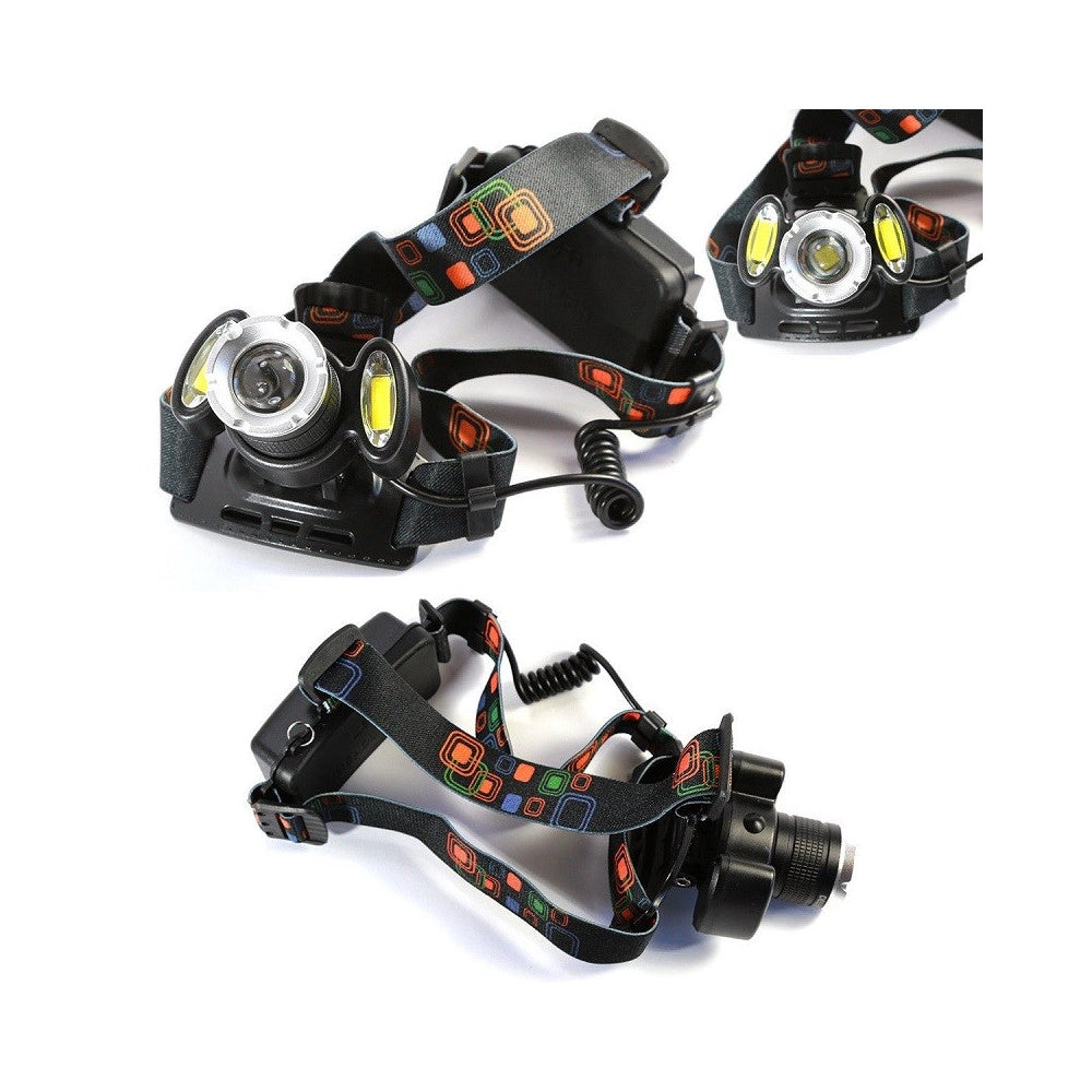 Trade Shop - Torcia Lampada Frontale Led Cree Ricaricabile Auto Casa 3led 8000w Luce Bianca -