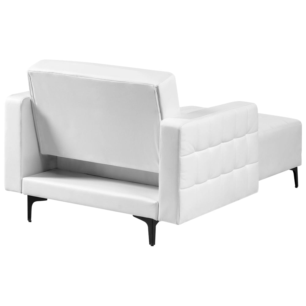 Chaise longue in ecopelle bianco Soggiorno stile moderno reclinabile Bracci a binario