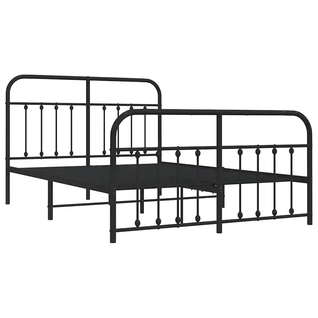 Giroletto con Testiera e Pediera Metallo Nero 135x190 cm 352595