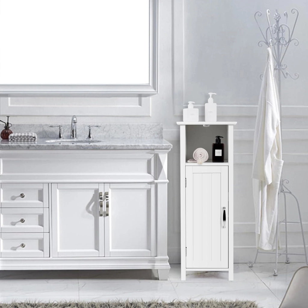 Mobile Bagno 30 x 30 x 80cm, Armadietto Salvaspazio in Legno con Ante e Ripiani Regolabili per Cucina, Soggiorno e Corridoio, Mobiletto Spazioso (Bianco)