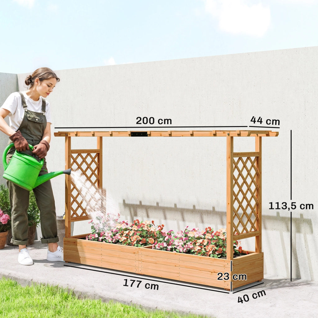 Fioriera rialzata con grigliato laterale e superiore ¨C Xylo ¨C legno naturale 200x44x113,5cm