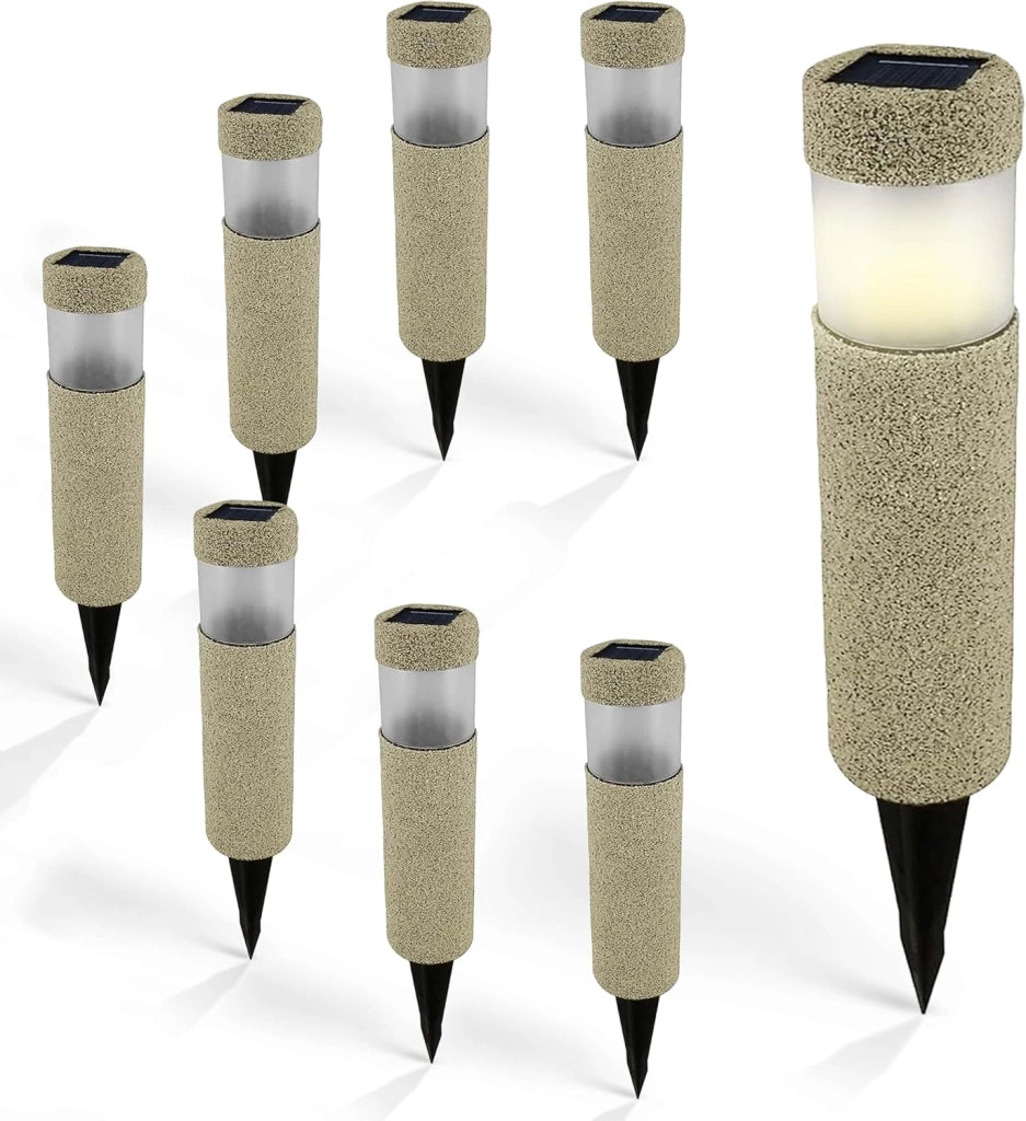 Deuba® Lampada Solare da Esterno Set da 12 LED Protezione IP44 Sensore Crepuscolare Luce Sentiero Balcone Giardino