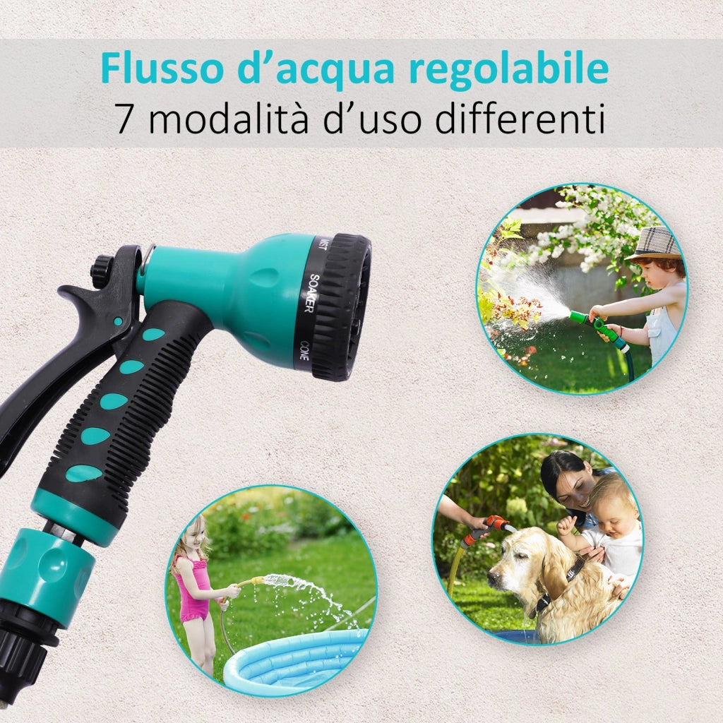 Avvolgitubo da Giardino Automatico Fissaggio a Parete Orientabile con Tubo da 10m 29,5x16,5x33 cm