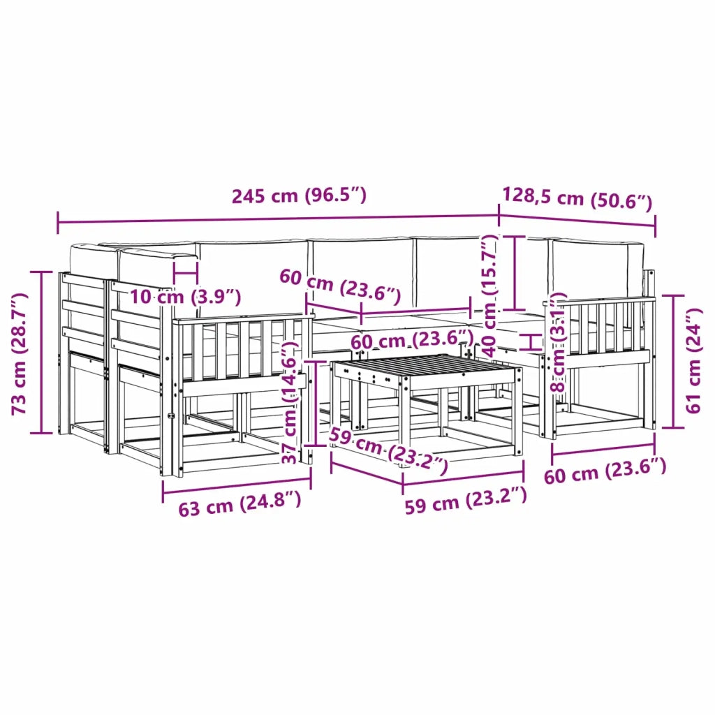 Set di divani da esterno 7 pz Bianco e Antracite 3387311