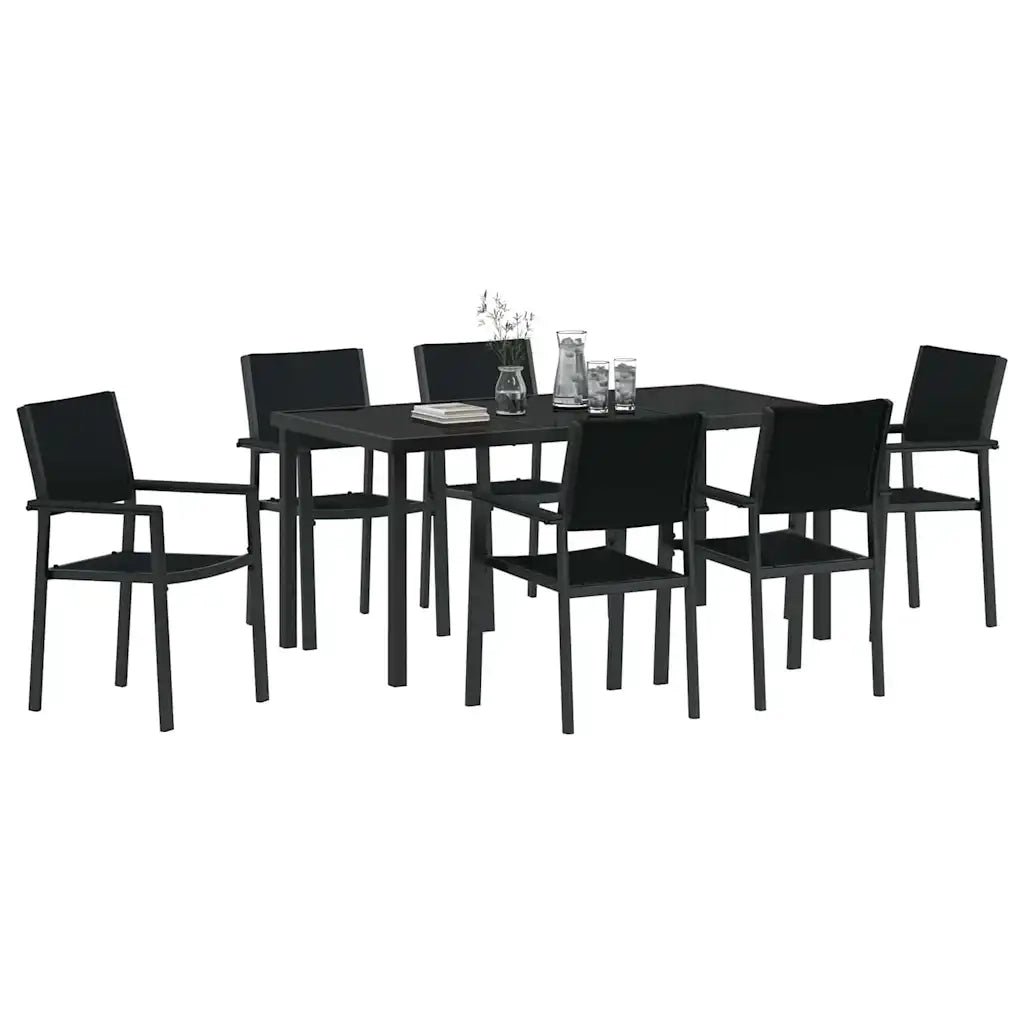 Set da Pranzo per Giardino 7 pcs Nero 3379153