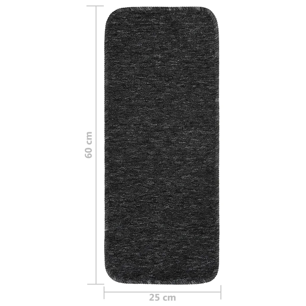 Tappetini per Scale 15 pz 60x25 cm Antracite Rettangolari 340394