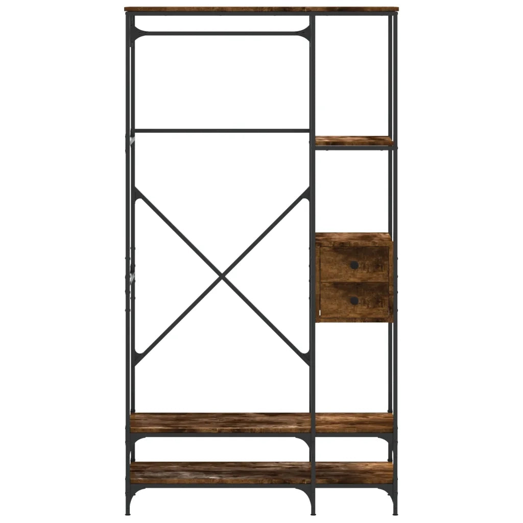 Appendiabiti con Scaffali Rovere Fumo in Legno Multistrato 847861