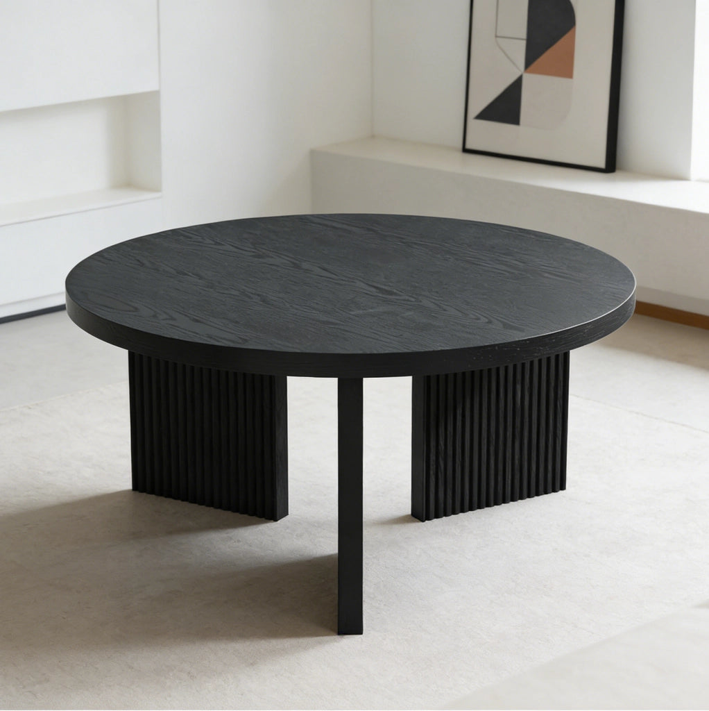 Tavolino da caffè rotondo nero in MDF