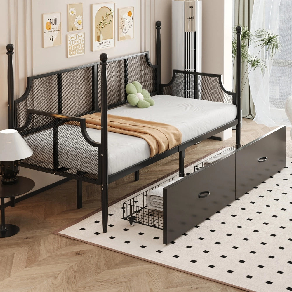 Divano letto - Xylo - 90x200 cm vintage nero