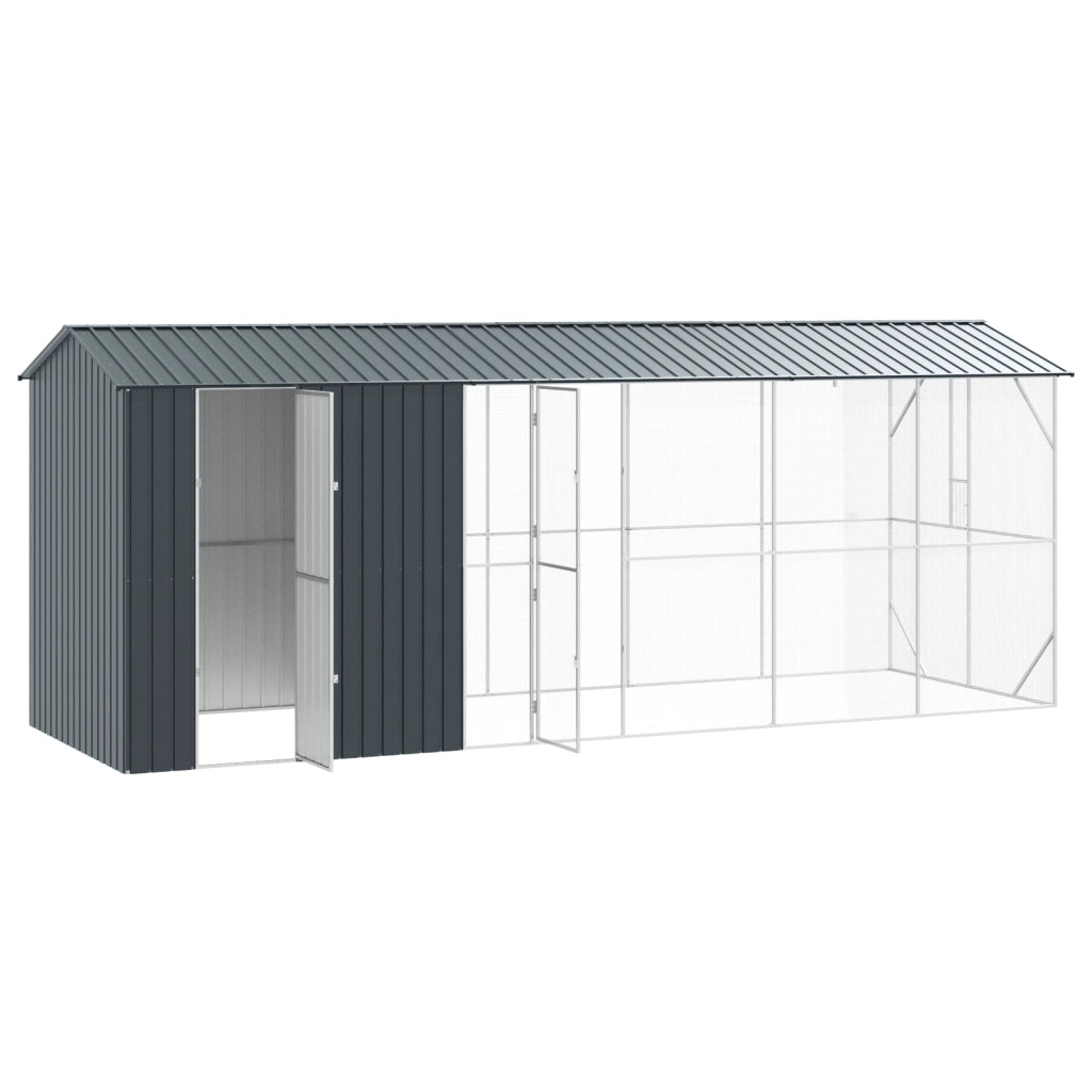 Voliera per Uccelli con Estensione Antracite 210x640x247 cm Acciaio