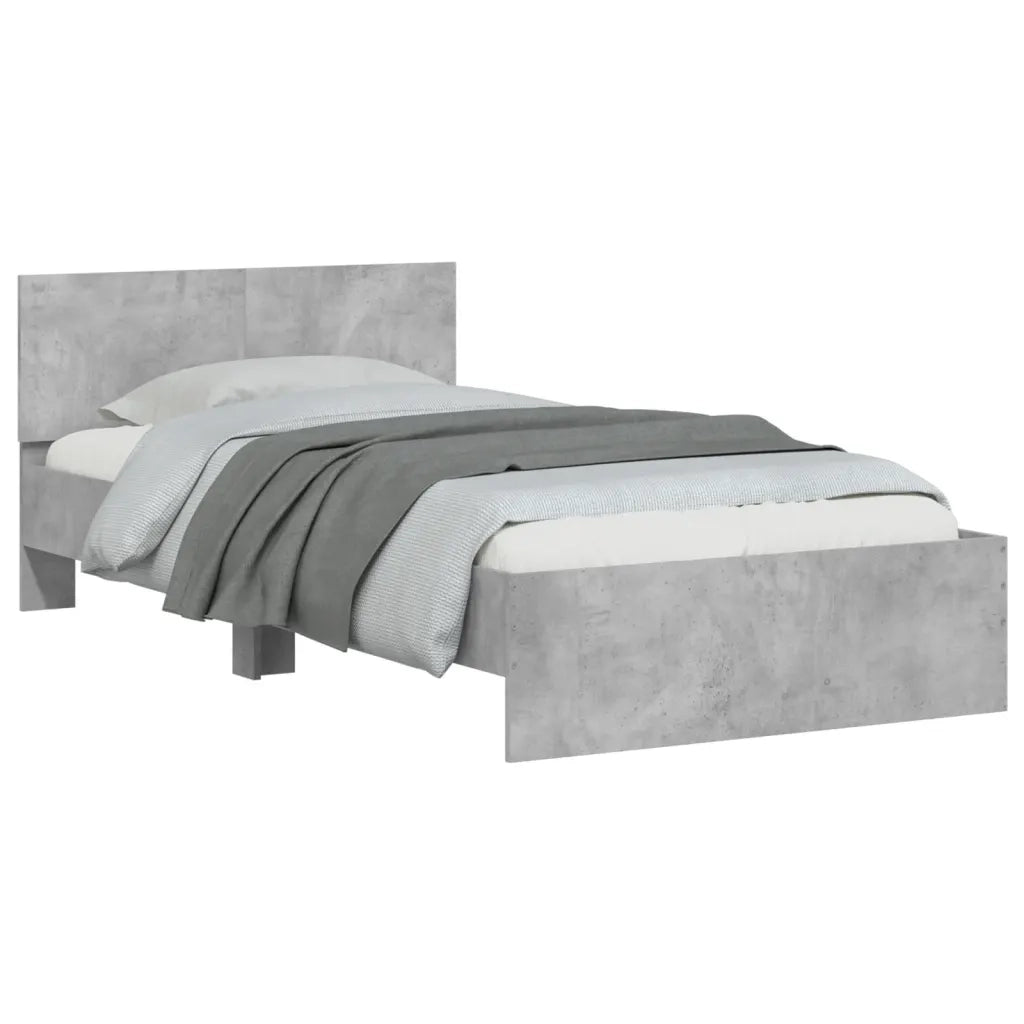 Giroletto con Testiera e LED Grigio Cemento 100x200 cm 838802