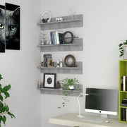 Mensole Muro 4pz Grigio Cemento 80x11,5x18cm Legno Multistrato 807342