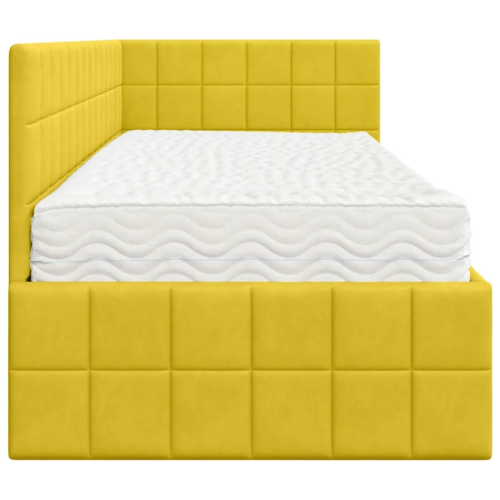 Struttura Letto Angolare con Materasso 2 pz-Giroletto con materasso Giallo Velluto 975104