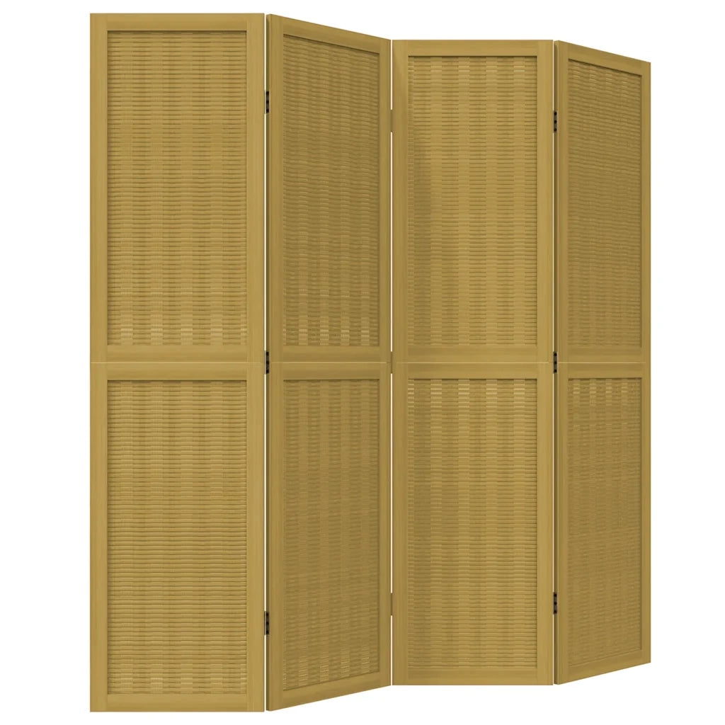 Divisorio Ambienti 4 Pannelli Marrone Legno Massello Paulownia