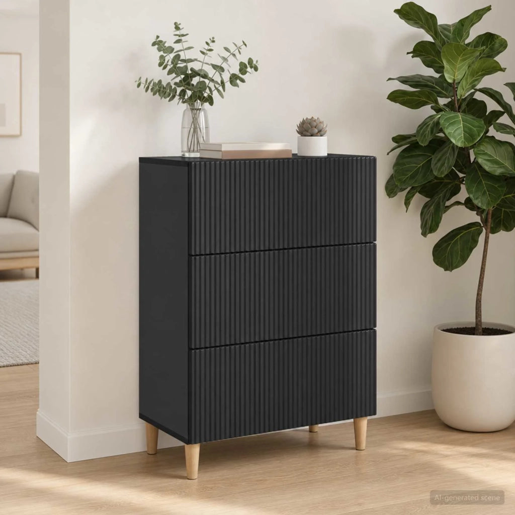 Mobile con Cassetti Nero 66 x 34,5 x 90 cm Legno ingegnerizzato 894606