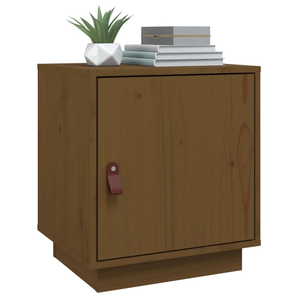 Comodino Marrone Ambrato 40x34x45 cm in Legno Massello di Pino 818281