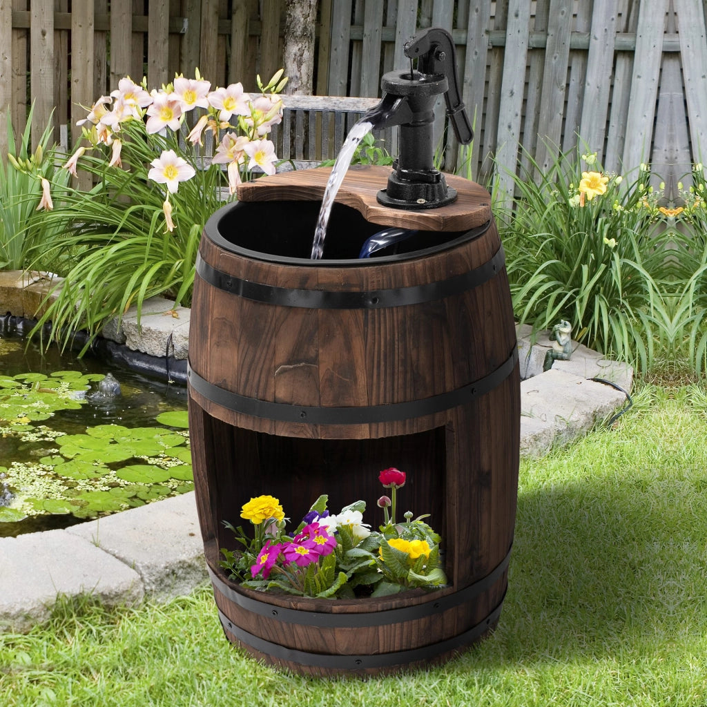 Fontana da Giardino con Vaso ¨C zephmum ¨C Fusto Legno Abete Marrone Scuro ?27x59 cm
