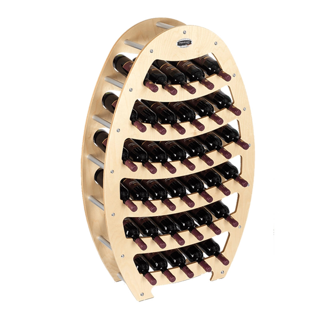 CANTINETTA IN LEGNO PORTA BOTTIGLIE VINO MODELLO BOTTE 36 BOTTIGLIE FINITURA ACERO L.75 x P,25 x H.120 100% FABBRICATO IN ITALIA