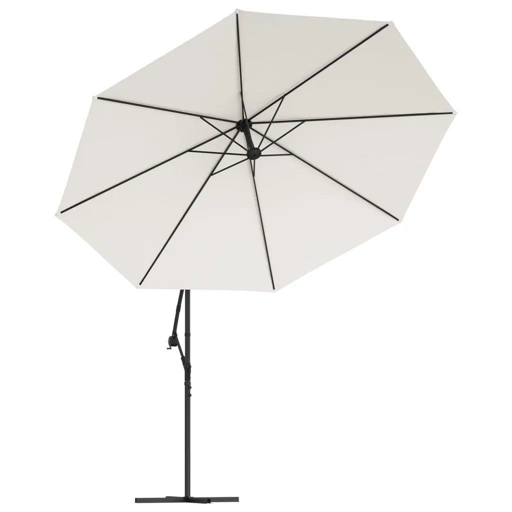 Ombrellone a Sbalzo con LED e Palo in Metallo-Ombrello da giardino 350 cm Sabbia