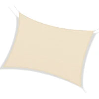Tenda a Vela Parasole Rettangolare 4 x 6m, Tenda da Sole Protezione Raggi UV in HDPE 185g/㎡, Crema