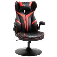 Sedia da Gaming, Sedia Ergonomica per Computer con Funzione Basculante, Sedia Girevole, Regolabile in Altezza, Acciaio, 67 x 75 x 106-112cm, Nero e Rosso