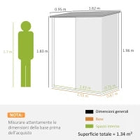 Casetta da Giardino in Acciaio Porta Attrezzi con Catenaccio, 161.5x94.5x196cm, Marrone
