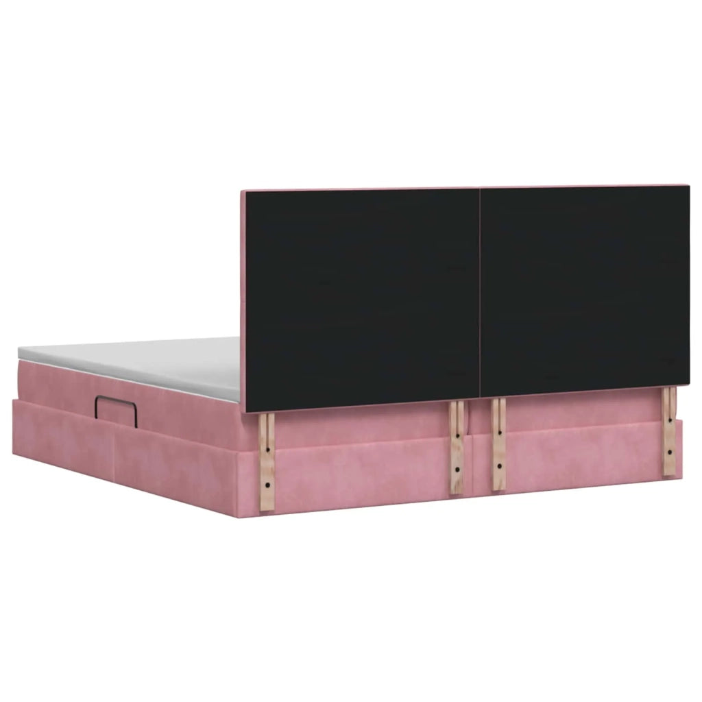 Letto con contenitore e materasso Rosa 200 x 200 cm Velluto 3459776