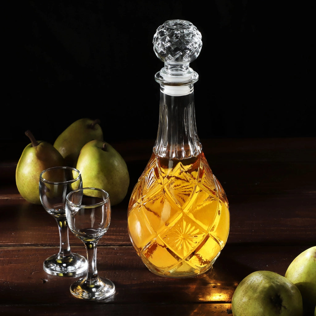 Caraffa per whisky in cristallo KADAX, bottiglia in vetro da 0,8 litri con tappo di sughero, confezione da 6 pezzi.