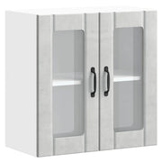 Pensile da Cucina | Mobile da Cucina con Porta in Vetro Lucca Grigio Cemento