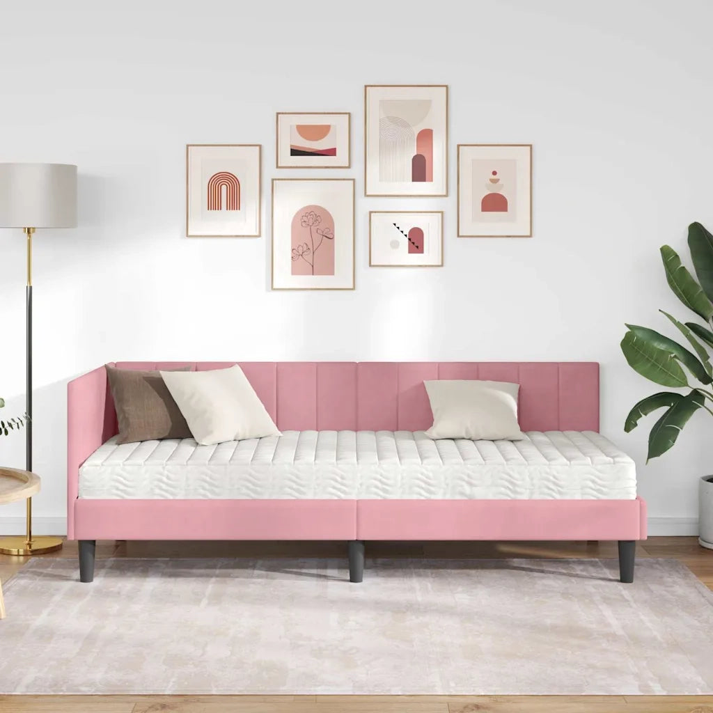 Struttura Letto Angolare con Materasso 2 pcs Grigio Velluto