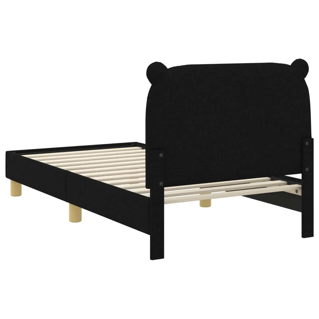 Struttura letto Bambini | Letto Infantile | Lettino con testata Nero 80 x 160 cm Tessuto