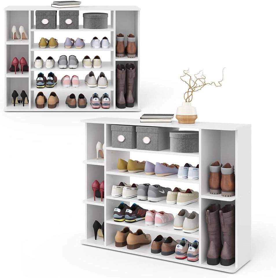 Scarpiera Levin, Bianco, 116.2 x 87.4 cm, per la conservazione delle scarpe con ripiani facilmente accessibili